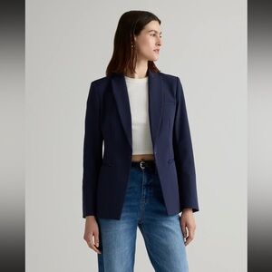 NWOT Quince Scuba Single-breasted Convertible Women's Navy Blazer size M